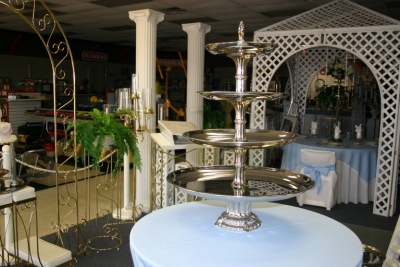 Four tier silver serving tray 