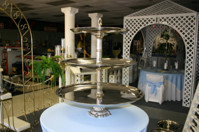 Three tier silver serving tray