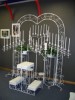 White Asst. Candelabra's, White Kneeling Bench, White Vein Plant Stand & White Arch