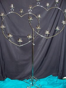 Silver 18 Light Double Heart Candelabra